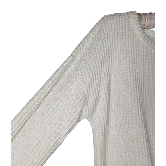 So Shirt 18/20 Junior's Green Knot Tie Hem Long Sleeve Waffle Knit - Picture 3 of 5